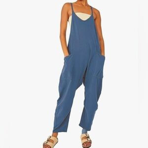 Women Long Casual Loose Bib Pants Overalls Sleeveless Jumpsuit Wide Leg XL Pants